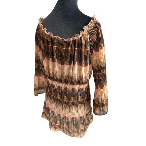 Sere Nade- L blouse- Y2K - semi sheer- whimsical- fairy boho brown- bell sleeve - Picture 6 of 8